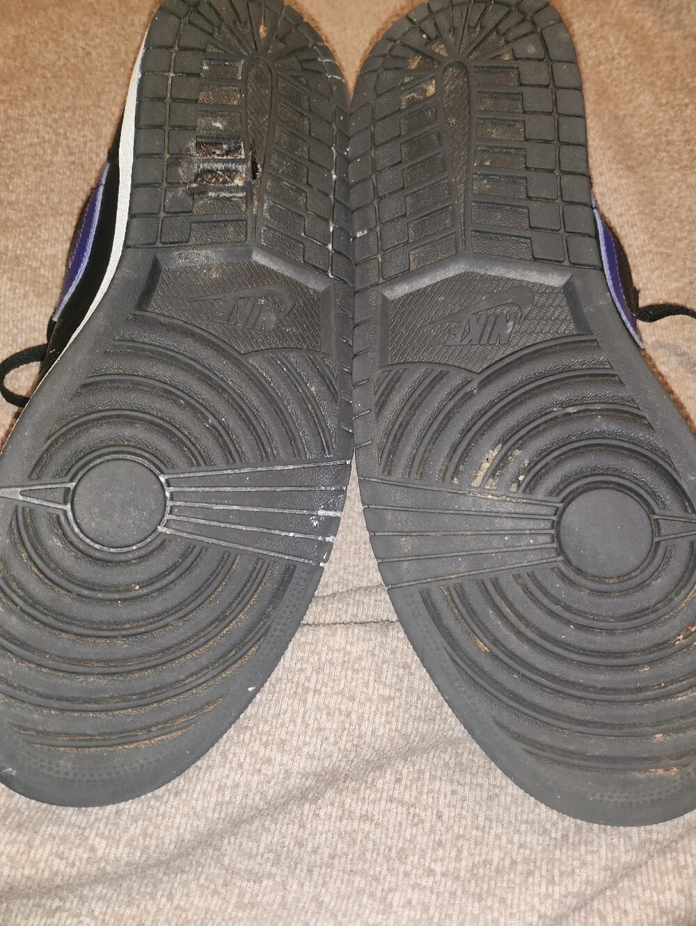 Nike Air Jordan Low Top Sneakers in Black, Purple & Yellow Size 11.5 No Insole